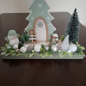 Karácsonyi asztaldísz zöld - karácsony - adventi díszek - adventi asztaldísz - Meska.hu