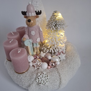 Adventi koszorú pulcsis szarvassal - karácsony - adventi díszek - adventi koszorú - Meska.hu