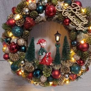 Karácsonyi ajtódísz Elf manóval, Karácsony, Karácsonyi lakásdekoráció, Karácsonyi ajtódíszek, , MESKA