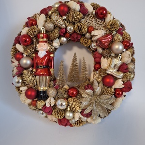 Karácsonyi kopogtató piros arany - Meska.hu