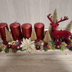 Adventi asztaldisz arany bordó - karácsony - adventi díszek - adventi asztaldísz - Meska.hu