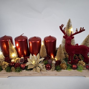 Adventi asztaldisz arany bordó, Karácsony, Adventi díszek, Adventi asztaldísz, , MESKA