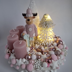 Adventi koszorú pulcsis szarvassal - karácsony - adventi díszek - adventi koszorú - Meska.hu