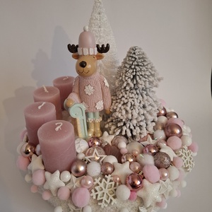 Adventi koszorú pulcsis szarvassal - karácsony - adventi díszek - adventi koszorú - Meska.hu