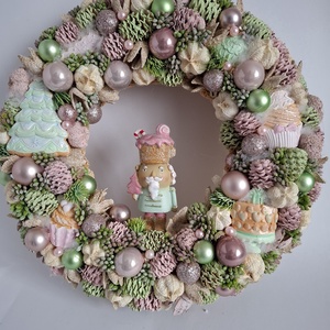 Karácsonyi kopogtató pasztel, Karácsony, Adventi díszek, Adventi ajtódísz, , MESKA