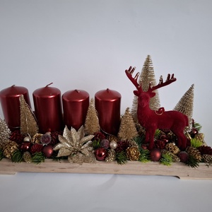 Adventi asztaldisz arany bordó - karácsony - adventi díszek - adventi asztaldísz - Meska.hu