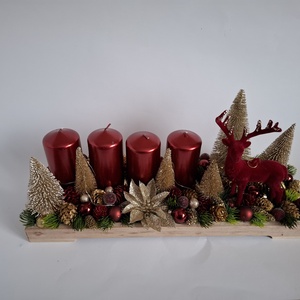 Adventi asztaldisz arany bordó - karácsony - adventi díszek - adventi asztaldísz - Meska.hu