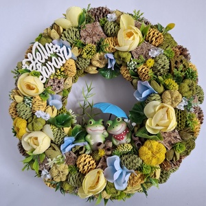 Tavaszi kopogtató esernyős békákkal - Meska.hu