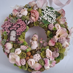 Tavaszi kopogtató virágtündérrel - Meska.hu