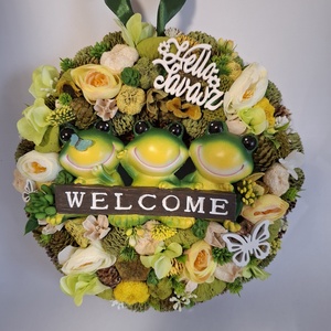 Tavaszi kopogtató welcome - otthon & életmód - dekoráció - ajtó- és ablak dekoráció - ajtódísz & kopogtató - Meska.hu