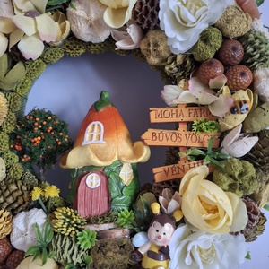 Tavaszi kopogtató méhecskés - otthon & életmód - virágdekoráció - virágdíszek - dekor koszorúk, kopogtatók - Meska.hu