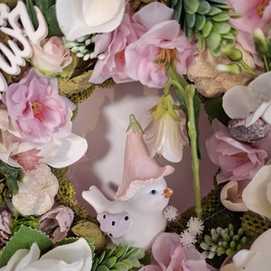 Tavaszi kopogtató madárkával - otthon & életmód - virágdekoráció - virágdíszek - dekor koszorúk, kopogtatók - Meska.hu