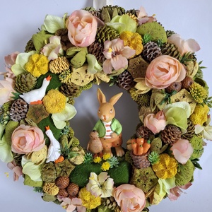 Tavaszi kopogtató libás, Ünnepi díszek, dekorációk, Húsvéti díszek és dekorációk, Húsvéti ajtódísz, kopogtató, , MESKA