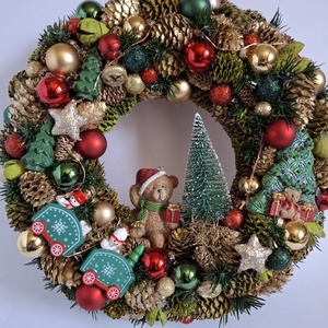 Karácsonyi macis kopogtató - karácsony - adventi díszek - adventi ajtódísz - Meska.hu