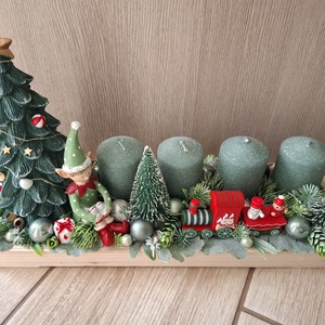 Adventi asztaldísz vonatos - karácsony - adventi díszek - adventi asztaldísz - Meska.hu