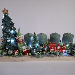 Adventi asztaldísz vonatos - karácsony - adventi díszek - adventi asztaldísz - Meska.hu
