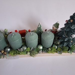 Adventi asztaldísz vonatos - karácsony - adventi díszek - adventi asztaldísz - Meska.hu
