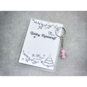 Boldog Karácsonyt rózsaszín angyal medálos kulcstartó, Táska & Tok, Kulcstartó & Táskadísz, Kulcstartó, , MESKA