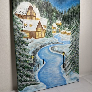 Téli festmény - művészet - festmény - akril - Meska.hu