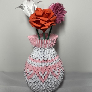 Origami váza virágokkal - művészet - más művészeti ág - Meska.hu