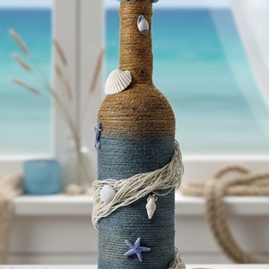 Dekorált palack (nyár), Otthon & Életmód, Dekoráció, Dísztárgy, Festett tárgyak, Mindenmás, MESKA