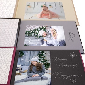 Ezüst vászon mintázatú FOTÓALBUM ablakos borítóval - otthon & lakás - papír írószer - album & fotóalbum - Meska.hu