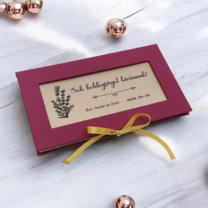 Elegáns pénzátadó boríték egyedi, gravírozással, bíbor - rosegold színösszeállításban, Esküvő, Emlék & Ajándék, Nászajándék, Esküvői pénzátadó boríték, kártya, Gravírozás, pirográfia, Könyvkötés, MESKA