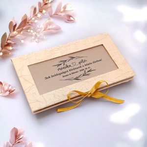 Elegáns pénzátadó boríték egyedi, gravírozással, pezsgő - rosegold színösszeállításban, Esküvő, Emlék & Ajándék, Nászajándék, Esküvői pénzátadó boríték, kártya, Gravírozás, pirográfia, Könyvkötés, MESKA