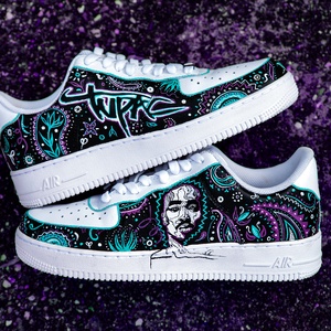 2pac inspirálta bandana custom shoes, Ruha & Divat, Cipő & Papucs, Cipő, szandál, Festészet, Festett tárgyak, MESKA