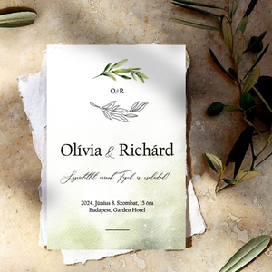 Pausz papíros Esküvői Meghívó, oliva ággal - esküvő - meghívó & kártya - menü - Meska.hu