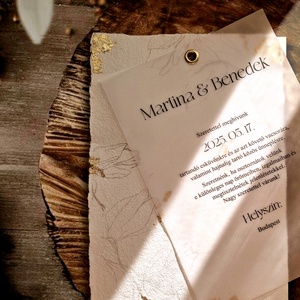 Merített papírra készült Esküvői Meghívó - Meska.hu