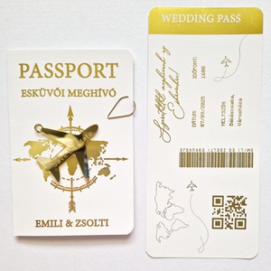 Aranyozott Passport esküvői meghívó - esküvő - meghívó & kártya - meghívó - Meska.hu
