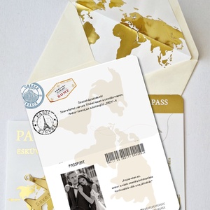 Aranyozott Passport esküvői meghívó - esküvő - meghívó & kártya - meghívó - Meska.hu