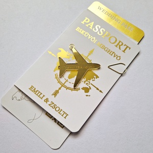 Aranyozott Passport esküvői meghívó - esküvő - meghívó & kártya - meghívó - Meska.hu