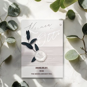 Esküvői meghívó valódi eukaliptusz ággal, Esküvő, Meghívó & Kártya, Esküvői pecsét, bélyegző, Esküvői viasz pecsét, Fotó, grafika, rajz, illusztráció, MESKA