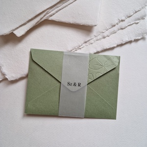 Dombornyomott, merített papírra készült esküvői meghívó, pauszpapírral  - esküvő - meghívó & kártya - meghívó - Meska.hu