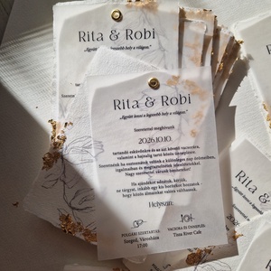 Merített papírra készült Esküvői Meghívó - esküvő - meghívó & kártya - menü - Meska.hu