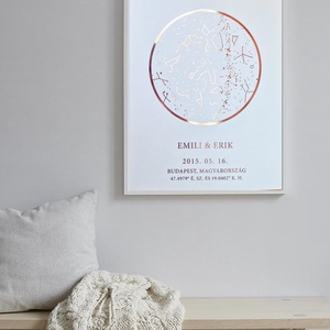 Valentin napi ajándék, Aranyozott csillagtérkép - otthon & életmód - dekoráció - kép & falikép - üvegkép - Meska.hu