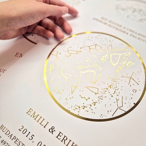 Valentin napi ajándék, Aranyozott csillagtérkép - otthon & életmód - dekoráció - kép & falikép - üvegkép - Meska.hu