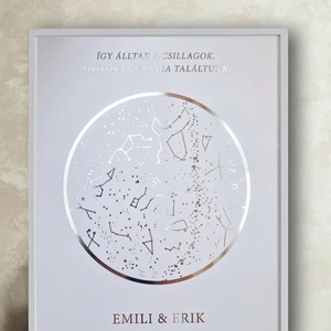 Valentin napi ajándék, Aranyozott csillagtérkép, Otthon & Életmód, Dekoráció, Kép & Falikép, Üvegkép, Fotó, grafika, rajz, illusztráció, MESKA