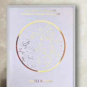 Valentin napi ajándék, Aranyozott csillagtérkép - otthon & életmód - dekoráció - kép & falikép - üvegkép - Meska.hu