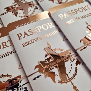 Aranyozott Passport esküvői meghívó - esküvő - meghívó & kártya - meghívó - Meska.hu