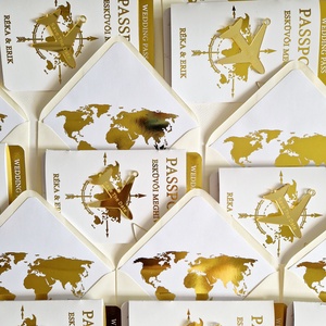 Aranyozott Passport esküvői meghívó - esküvő - meghívó & kártya - meghívó - Meska.hu