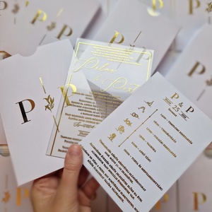 ESKÜVŐI MEGHÍVÓ, ARANY PLEXI - esküvő - meghívó & kártya - menü - Meska.hu