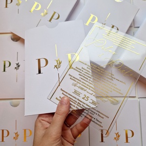 ESKÜVŐI MEGHÍVÓ, ARANY PLEXI - esküvő - meghívó & kártya - menü - Meska.hu