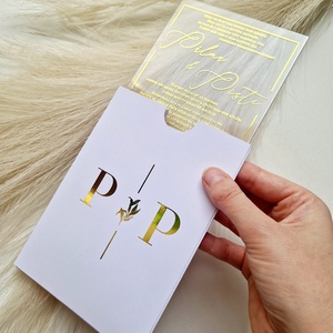 ESKÜVŐI MEGHÍVÓ, ARANY PLEXI - Meska.hu