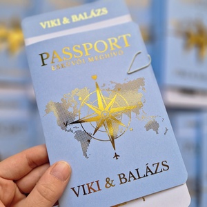 Passport, Útlevél esküvői meghívó - Meska.hu