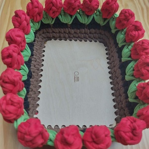 Horgolt tulipános kosár - otthon & életmód - dekoráció - asztal és polc dekoráció - dekorációs tál, tartó - Meska.hu