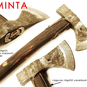 Kovácsolt acél bushcraft balta damaszkolt éllel, edzett fokkal, [F_09b] -  - Meska.hu