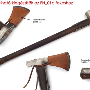 Nyelezett damaszkolt kun fokos, rövid, égetett és olajozott tölgyfa nyéllel, [FN_01c] - művészet - festmény - olajfestmény - Meska.hu